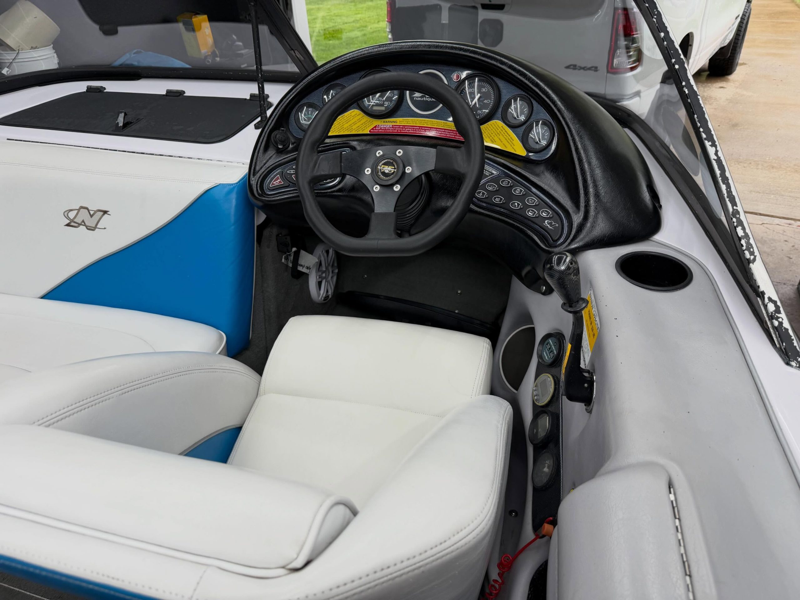 Cleaned and conditioned boat driver's seat