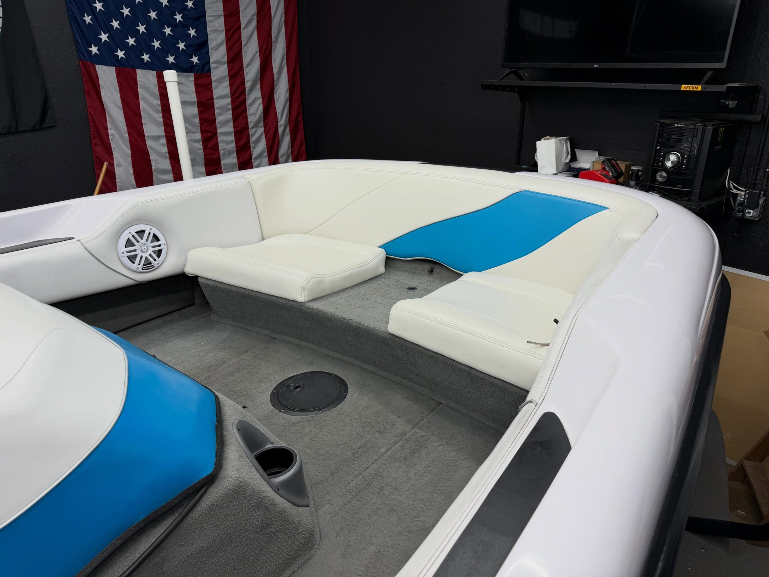 Rear boat seats after detailing
